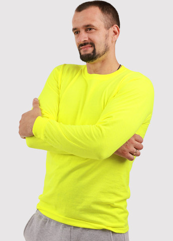 Лонгслів Gildan однотонний кислотно-жовтий кежуали бавовна, поліестер, трикотаж