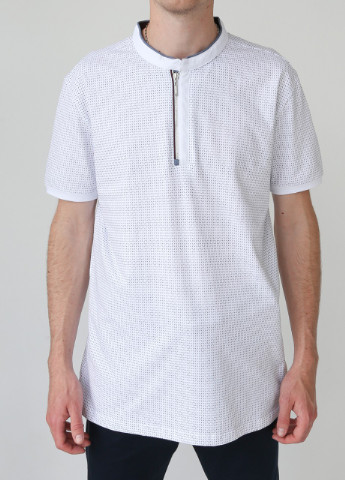 Белая футболка-поло мужское белое воротник стойка на молнии для мужчин MCS