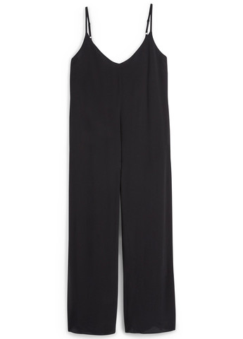 Комбинезон C&A комбинезон-брюки однотонный чёрный кэжуал вискоза