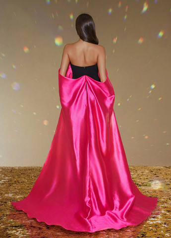 Комбинированное праздничный, вечернее платье со шлейфом, с открытыми плечами SHEIN колор блок