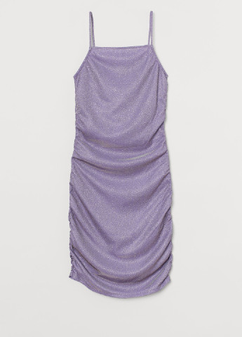 Лавандовое коктейльное платье H&M однотонное