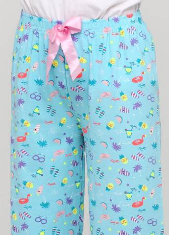 Бирюзовые домашние демисезонные брюки Rinda Pijama