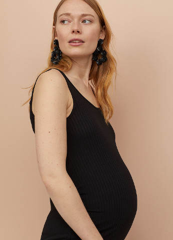 Черное кэжуал платье для беременных футляр H&M однотонное