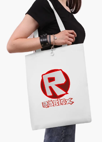 Еко сумка шоппер біла Роблокс (Roblox) (9227-1708-WT-2) екосумка шопер 41*35 см MobiPrint (219111112)