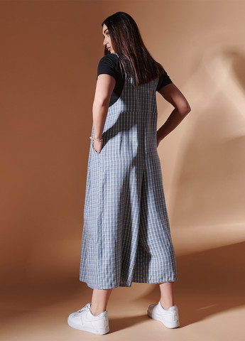 Комбинезон LibeAmore комбинезон-брюки клетка серый кэжуал вискоза, трикотаж