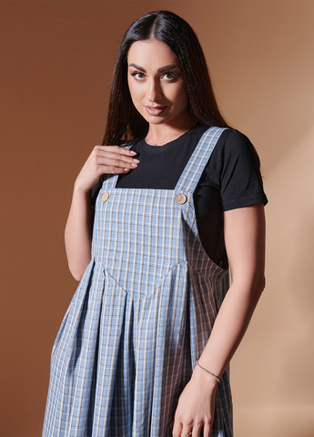 Комбинезон LibeAmore комбинезон-брюки клетка серый кэжуал вискоза, трикотаж