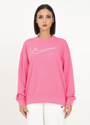 Свитшот Nike - Свободный крой логотип розовый спортивный хлопок, трикотаж - (254550169)