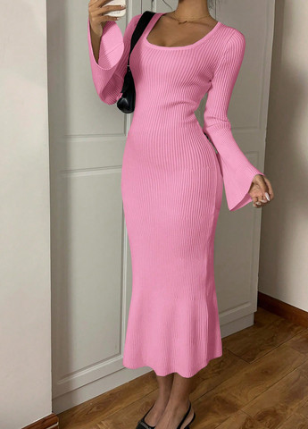 Розовое кэжуал платье платье-свитер SHEIN однотонное