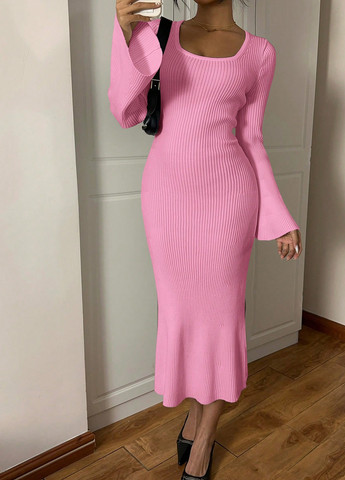 Розовое кэжуал платье платье-свитер SHEIN однотонное