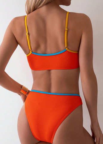 Помаранчевий літній купальник (топ, трусики) топ, роздільний SHEIN