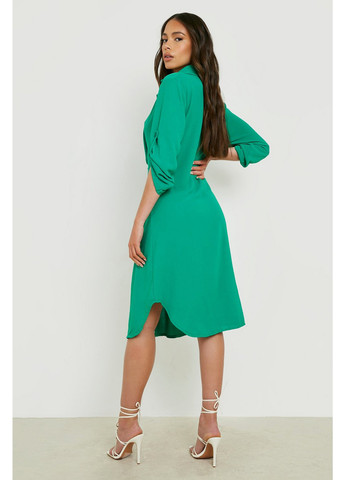 Зеленое кэжуал платье рубашка Boohoo однотонное
