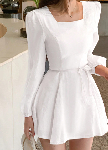 Білий святковий, кежуал сукня кльош SHEIN однотонна