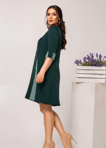 Темно-зеленое женское платье из костюмной ткани бутылочного цвета 358417 New Trend