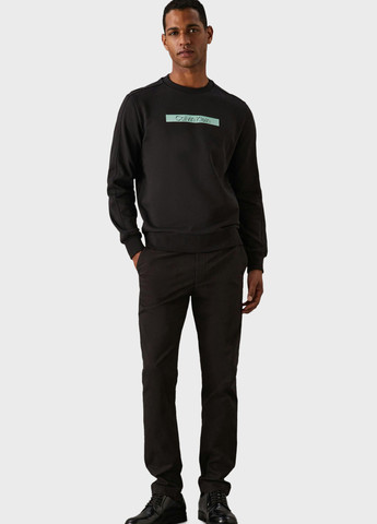 Черный свитшот Calvin Klein логотип без декора (366438677)