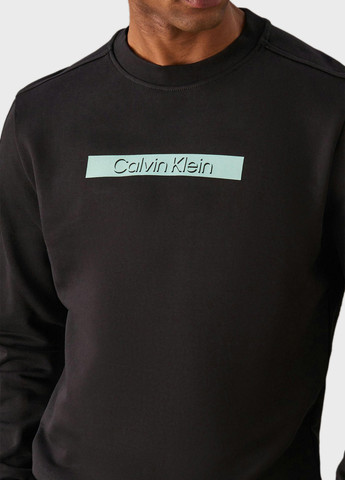 Черный свитшот Calvin Klein логотип без декора (366438677)
