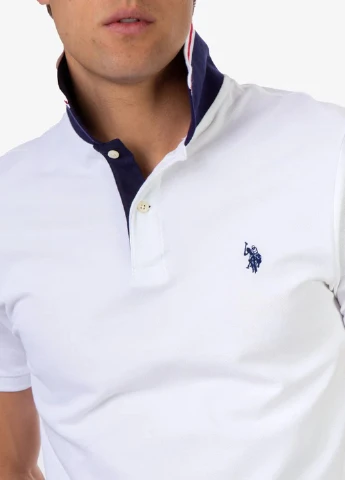 Белая футболка-поло для мужчин U.S. Polo Assn. однотонная