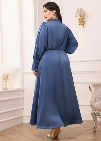 Синее праздничный, вечернее платье клеш SHEIN однотонное