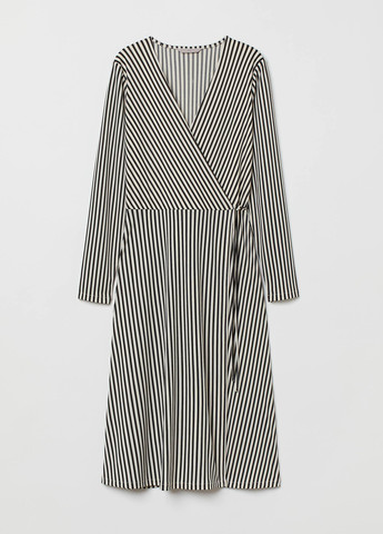 Чорно-білий кежуал сукня на запах H&M в смужку