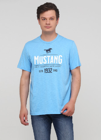 Голубая летняя футболка Mustang