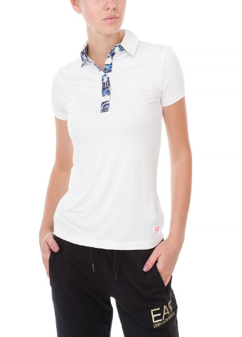 Белая женская футболка-поло ARMANI EA7 однотонная