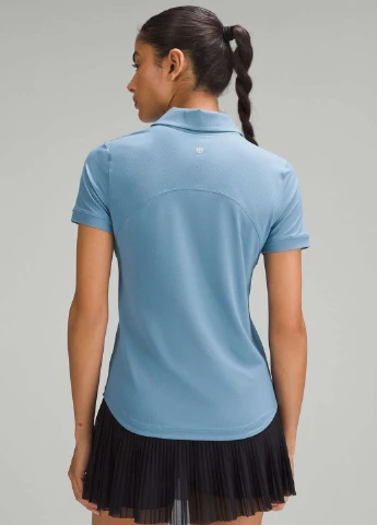 Серо-синяя женская футболка-поло Lululemon Athletica однотонная