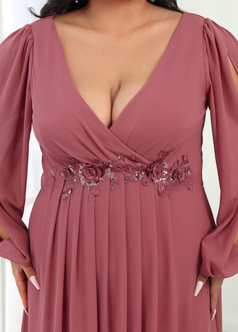 Розовое вечернее платье клеш SHEIN однотонное