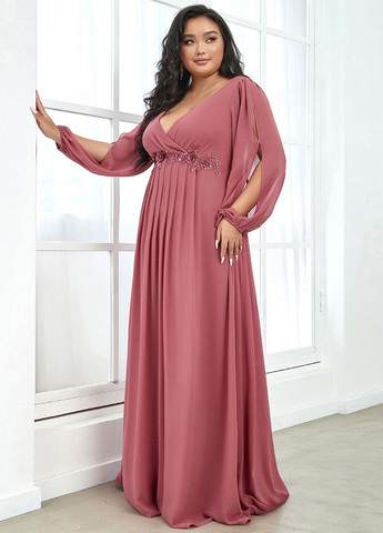 Розовое вечернее платье клеш SHEIN однотонное