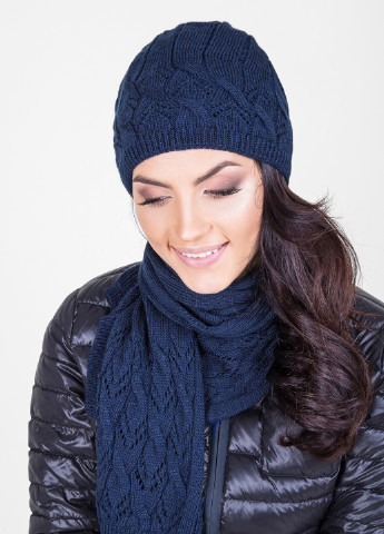 Синий демисезонный комплект (шапка, шарф) Triko Bakh
