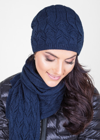 Синий демисезонный комплект (шапка, шарф) Triko Bakh