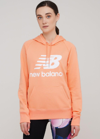 Худи New Balance логотипы персиковые спортивные трикотаж, хлопок