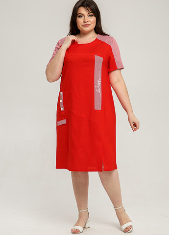 Красное кэжуал платье A'll Posa в полоску
