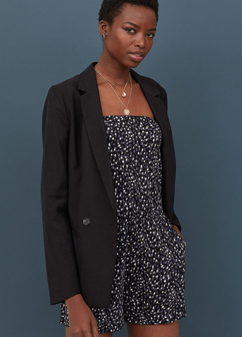 Комбинезон H&M комбинезон-шорты абстрактный чёрный кэжуал вискоза