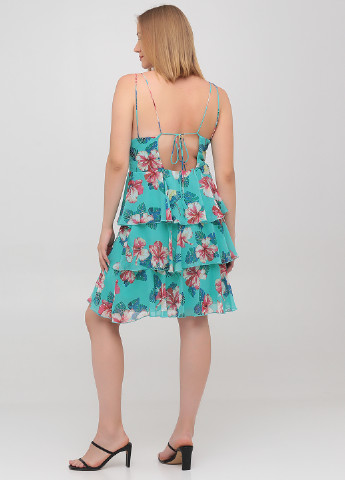 Бірюзова кежуал сукня з відкритою спиною Guess з квітковим принтом