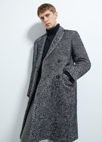 Черно-белое демисезонное Пальто двубортное Zara