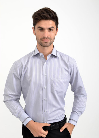 Серо-голубой кэжуал рубашка в полоску Ager с длинным рукавом