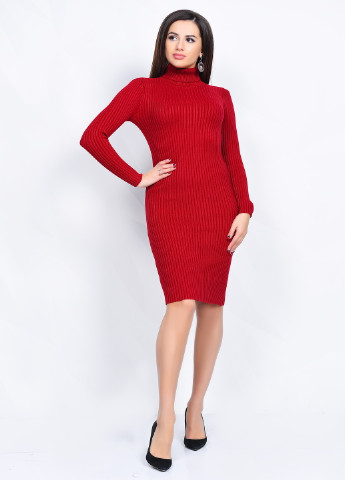 Красное кэжуал платье с длинным рукавом Turika однотонное