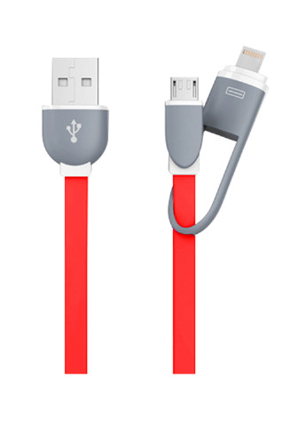 Кабель-брелок USB key Red, 2 в 1 - Lightning, Micro USB, 25 см XoKo sc-201 (132572855)