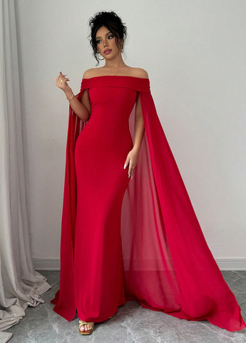 Червона вечірня сукня годе, сукня-кейп SHEIN однотонна