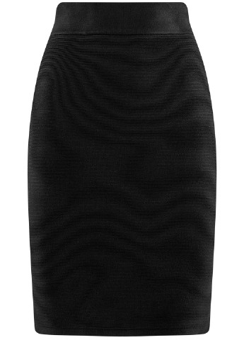 Черная офисная однотонная юбка Oodji