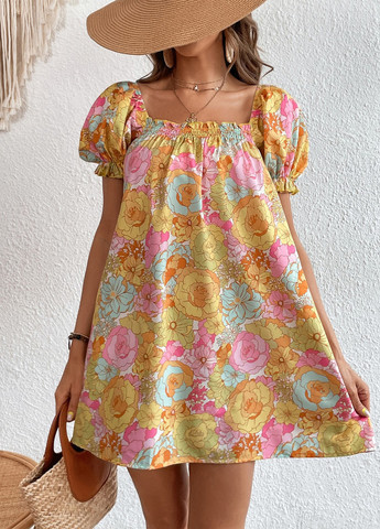 Комбінована кежуал сукня а-силует SHEIN з квітковим принтом