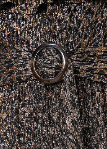 Комбинированное кэжуал платье с открытыми плечами KOTON леопардовый
