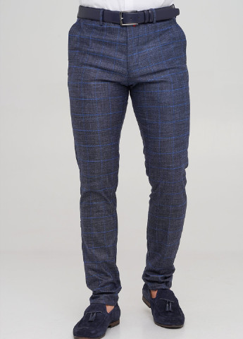 Темно-синие классические демисезонные зауженные брюки Trend Collection