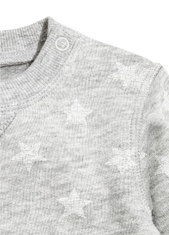 H&M свитшот рисунок светло-серый кэжуал