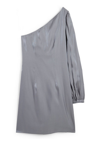 Серое кэжуал платье на одно плечо C&A однотонное