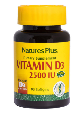Витамин D3, 2500 МЕ, Nature's Plus, 90 гелевых капсул Natures Plus (228293261)