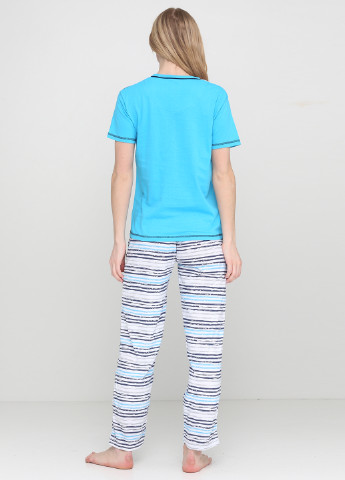 Голубая всесезон пижама (футболка, брюки) Adalya