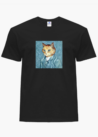 Черная футболка мужская кот винсент ван гог (vincent van gogh cat) (9223-2959-1) xxl MobiPrint