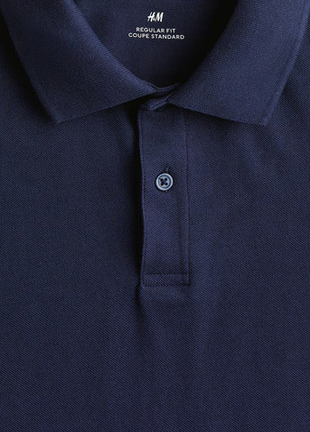 Темно-синяя футболка-поло для мужчин H&M однотонная