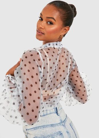 Белая кэжуал рубашка в горошек Boohoo