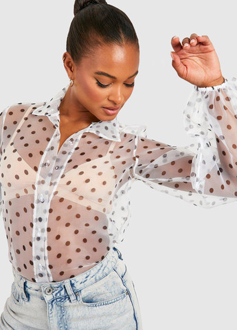 Белая кэжуал рубашка в горошек Boohoo